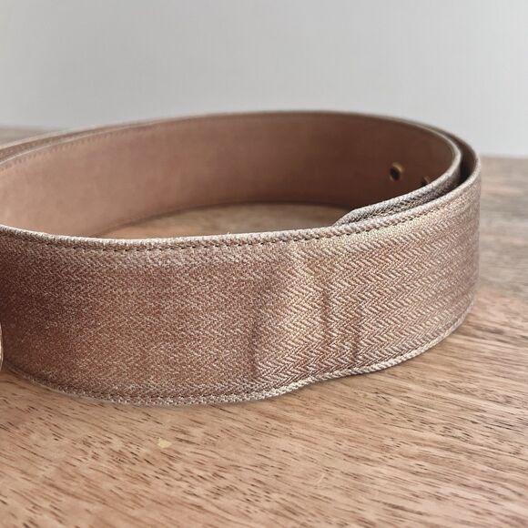 Chanel Authentic VTG 05 Womens Gold Wide Belt CC Logo Embellished Buckle Leather - Picture 5 of 16